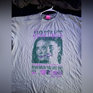 Purple Stitch Detail Blue Fabric